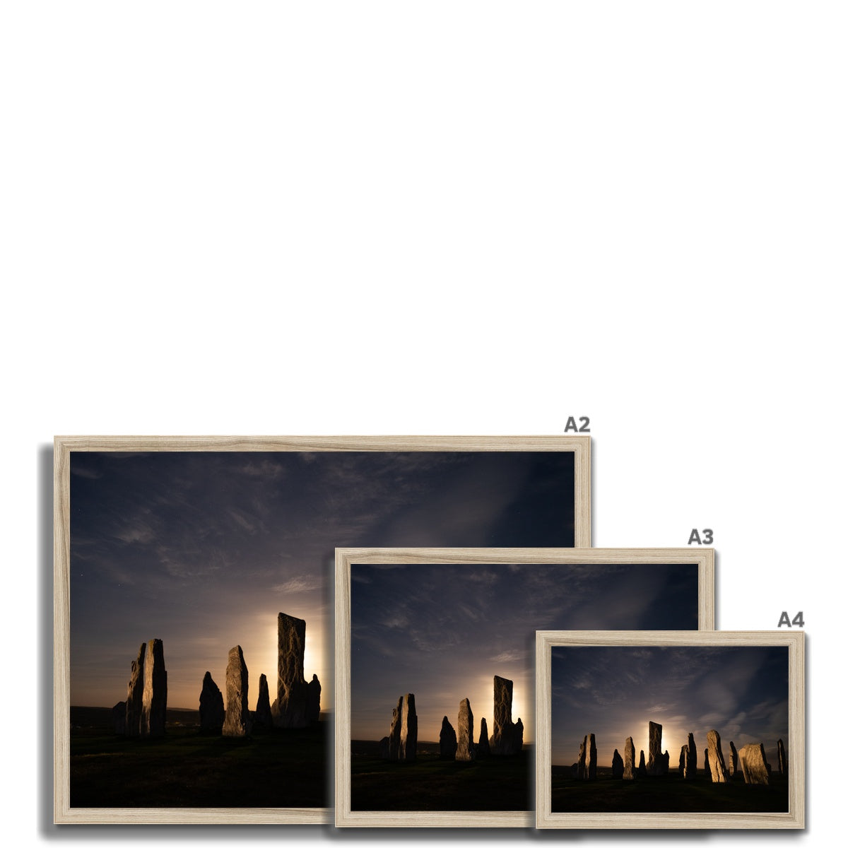 Callanish, Full Moon and Clouds Framed Print