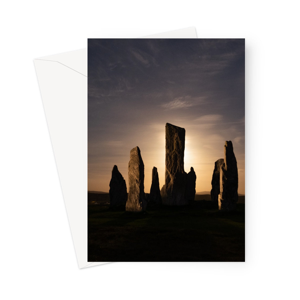 Callanish, Full Moon and Clouds Greeting Card