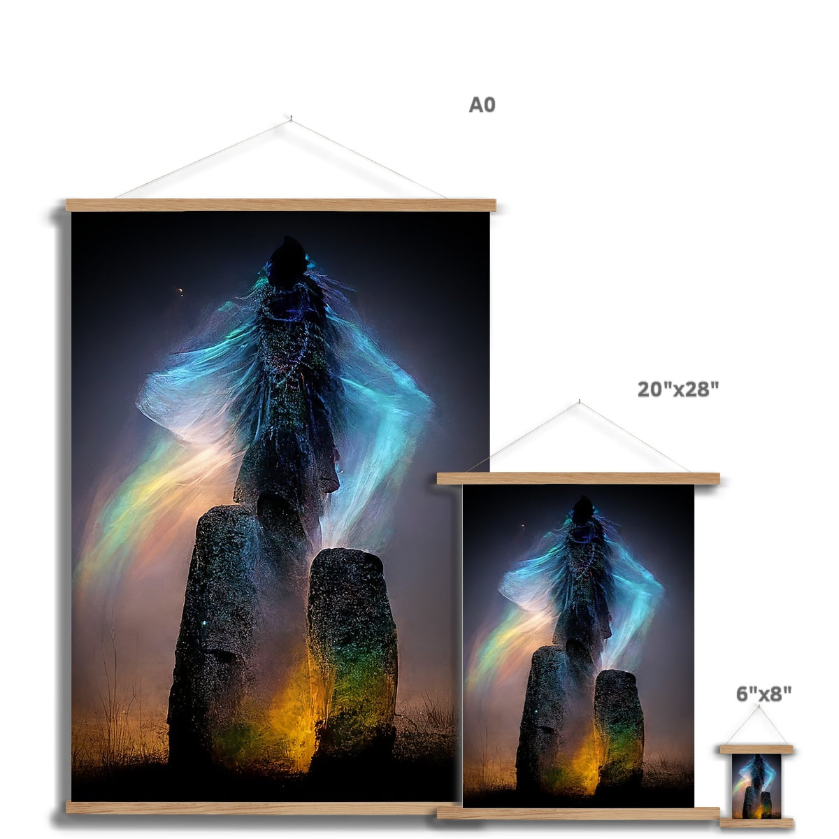 Shaman and Standing Stones  Fine Art Print with Hanger