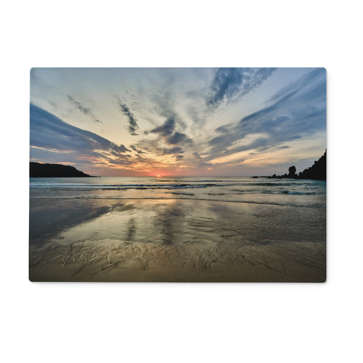 Dalmore Beach Sunset Glass Chopping Board