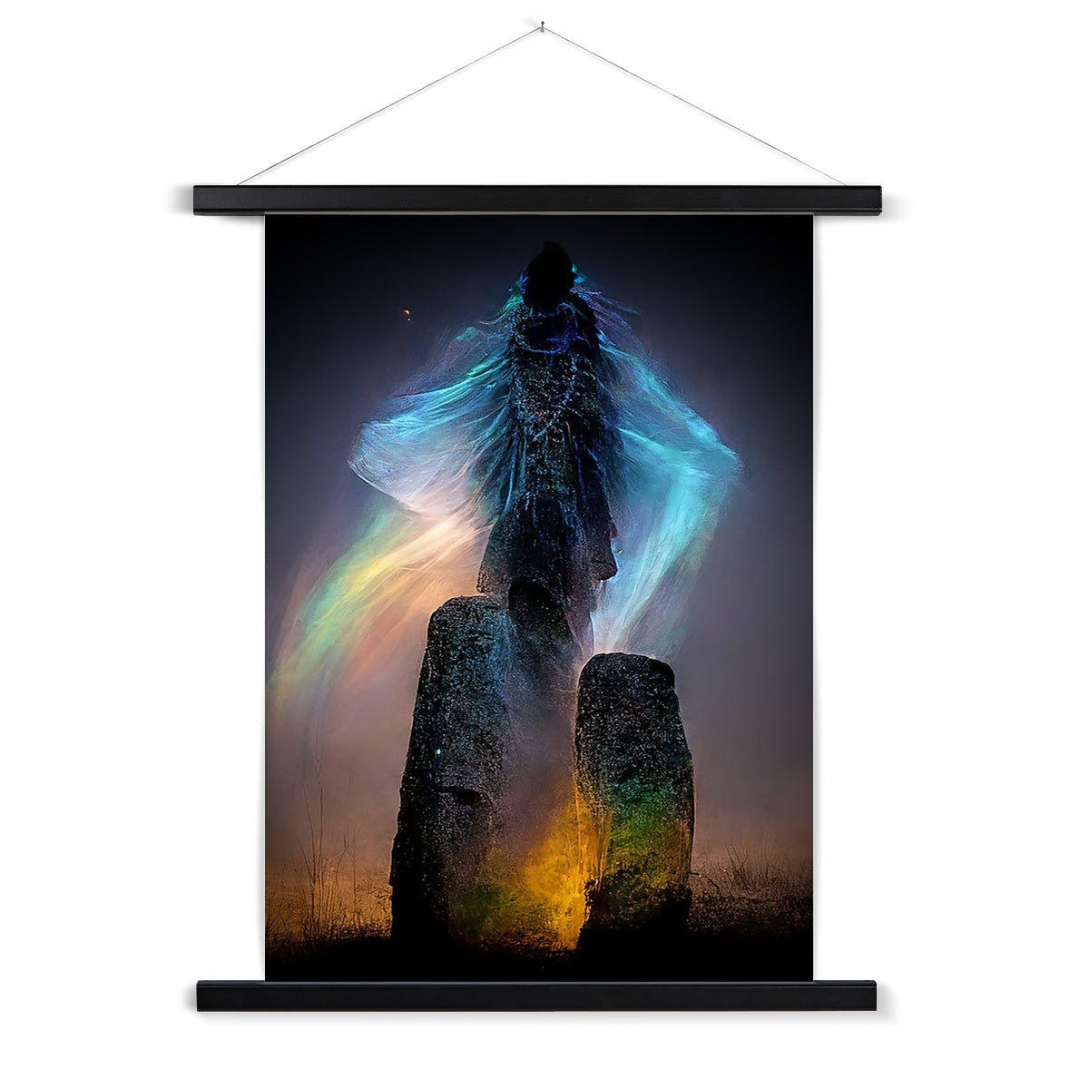 Shaman and Standing Stones  Fine Art Print with Hanger