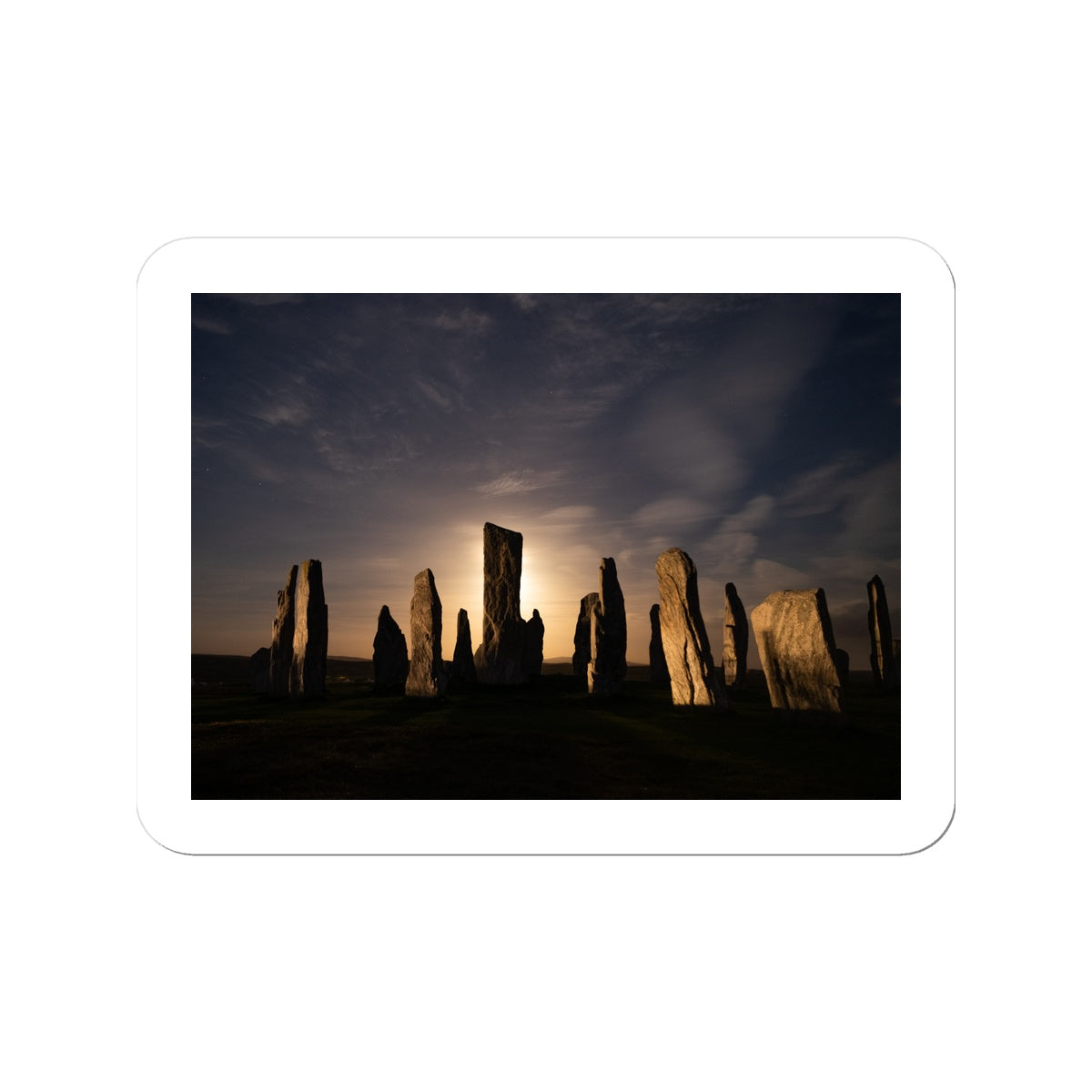 Callanish, Full Moon and Clouds Sticker