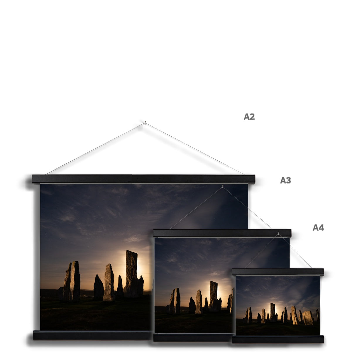 Callanish, Full Moon and Clouds Fine Art Print with Hanger
