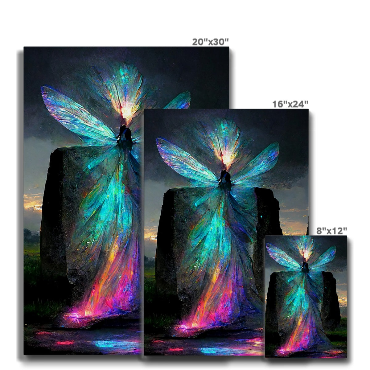 Iridescent energy fairy amongst ancient standing stones Eco Canvas