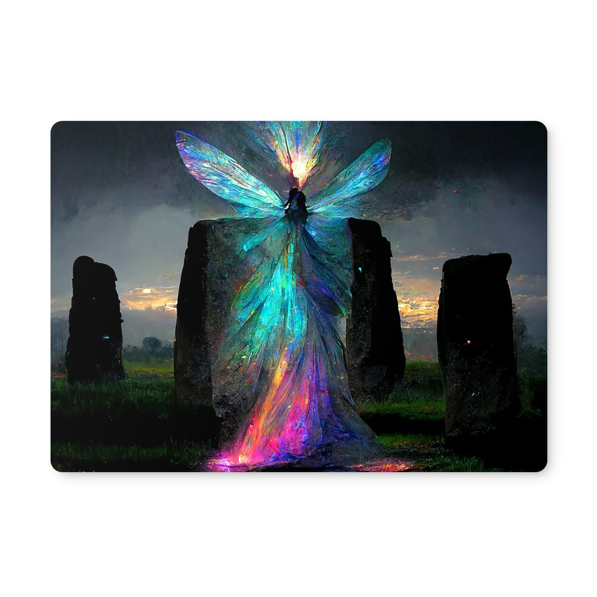 Iridescent energy fairy amongst ancient standing stones Placemat