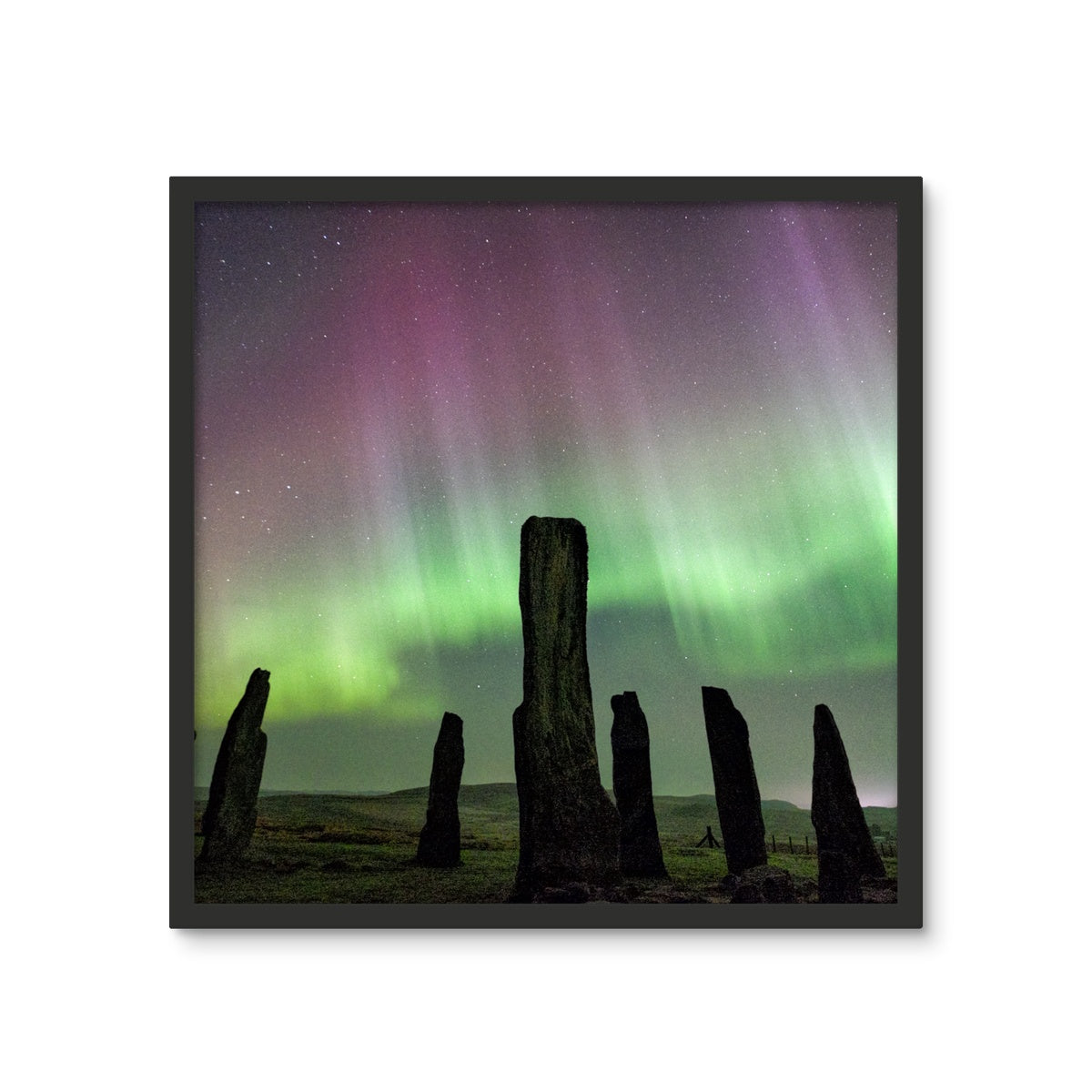 Callanish Standing Stones and Aurora Framed Photo Tile