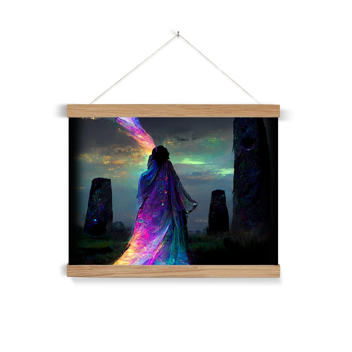 Iridescent energy fairy amongst ancient standing stones 1 Fine Art Print with Hanger