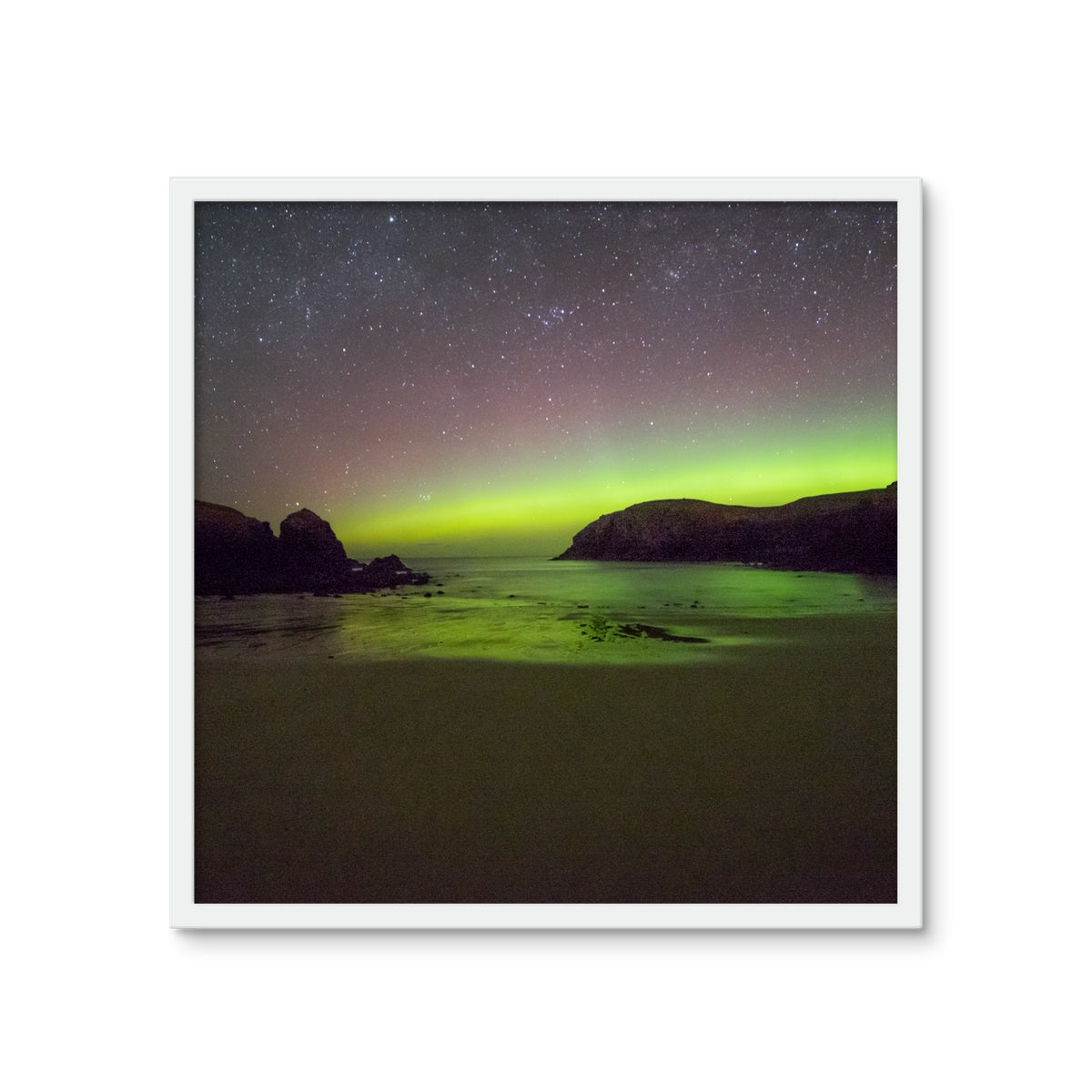 Dalbeg beach Aurora Framed Photo Tile