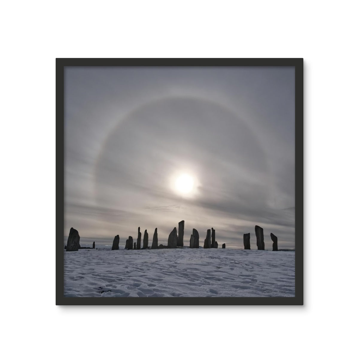 Sun Halo over the Callanish Stones  Framed Photo Tile