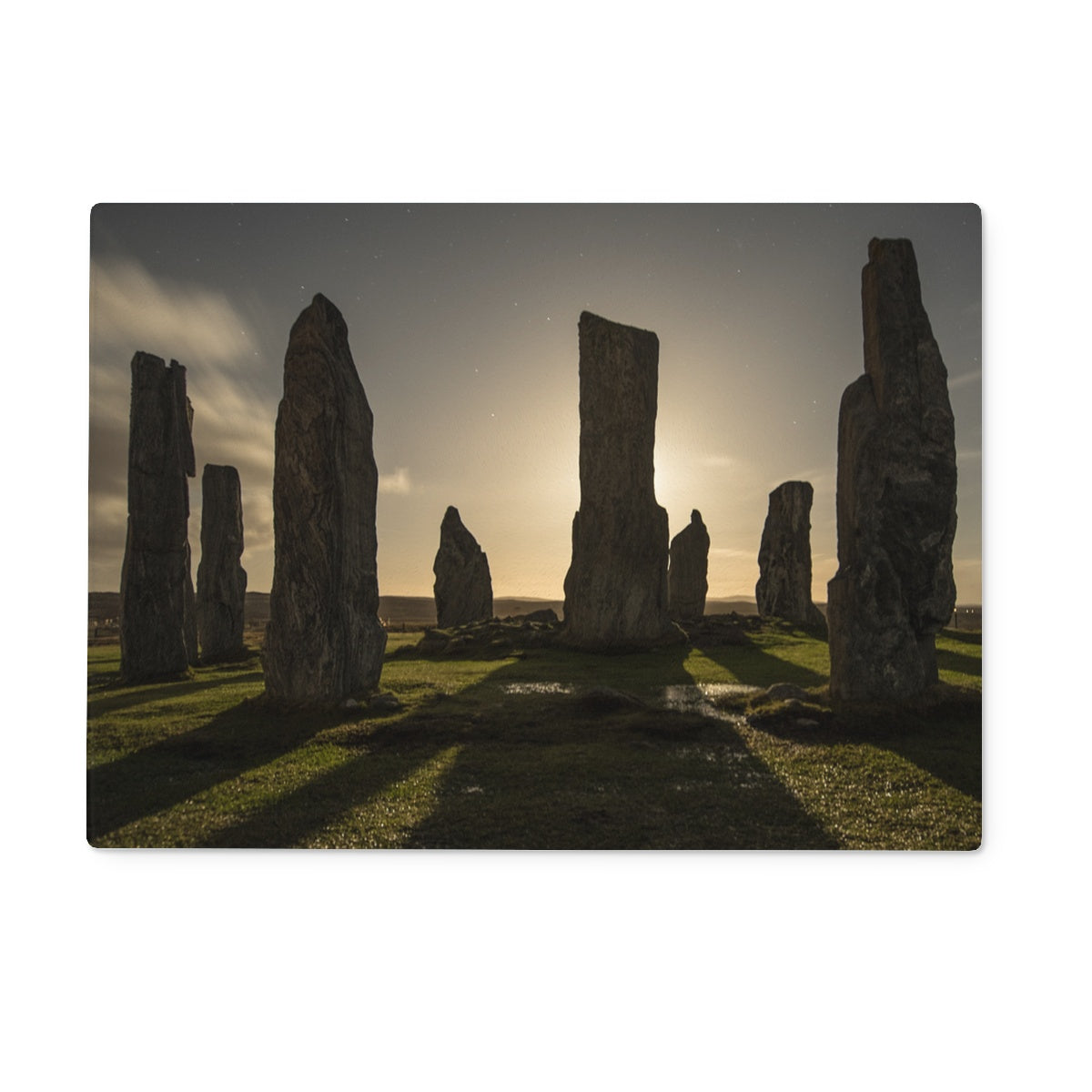 Callanish, Moonlight and Shadows Glass Chopping Board