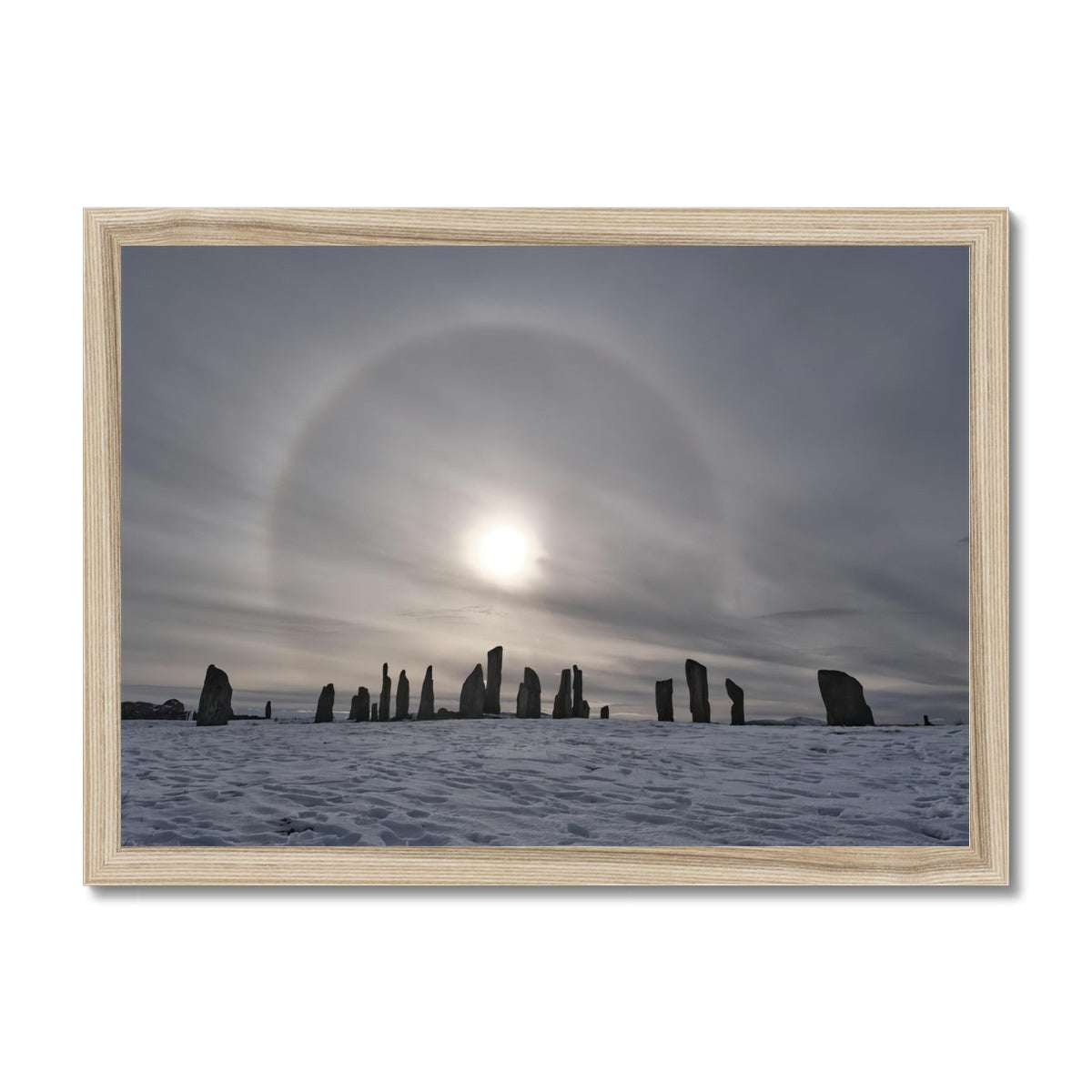Sun Halo over the Callanish Stones  Framed Print