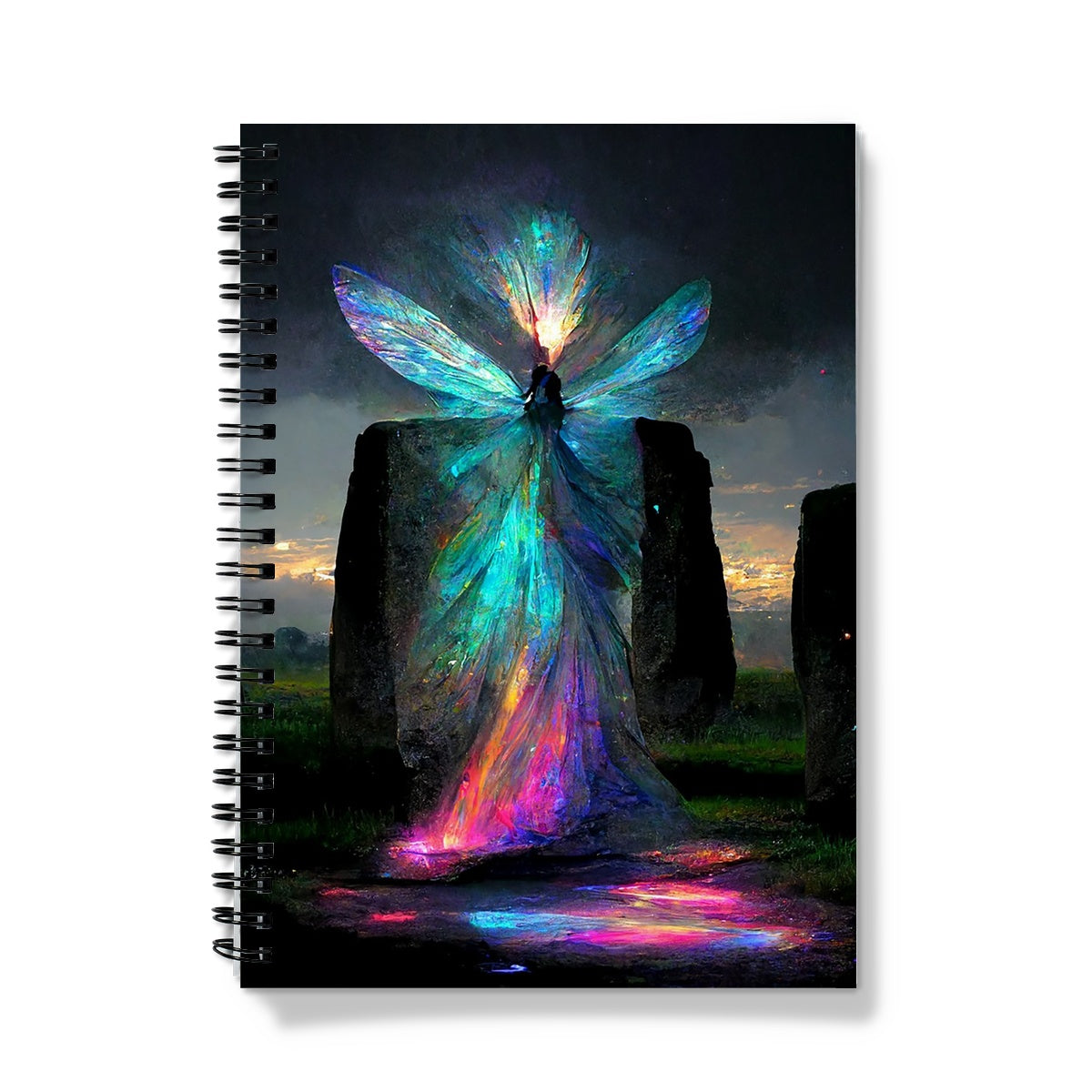 Iridescent energy fairy amongst ancient standing stones Notebook