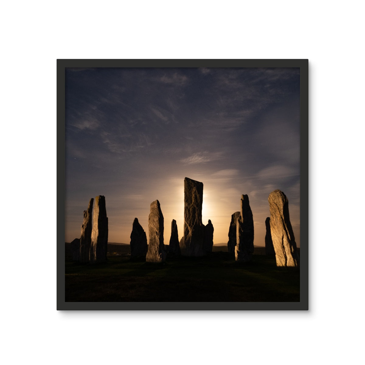 Callanish, Full Moon and Clouds Framed Photo Tile