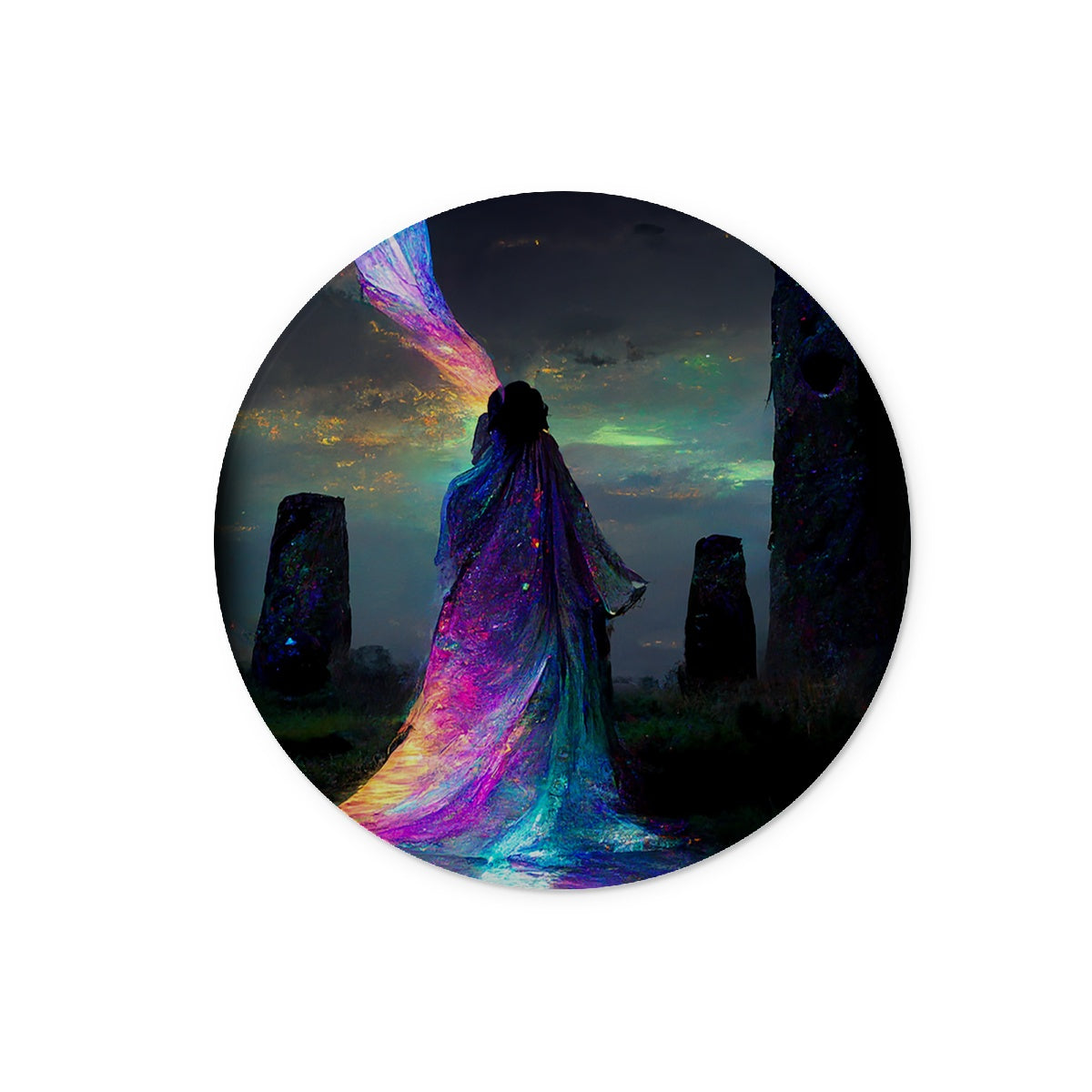Iridescent energy fairy amongst ancient standing stones 1 Glass Chopping Board